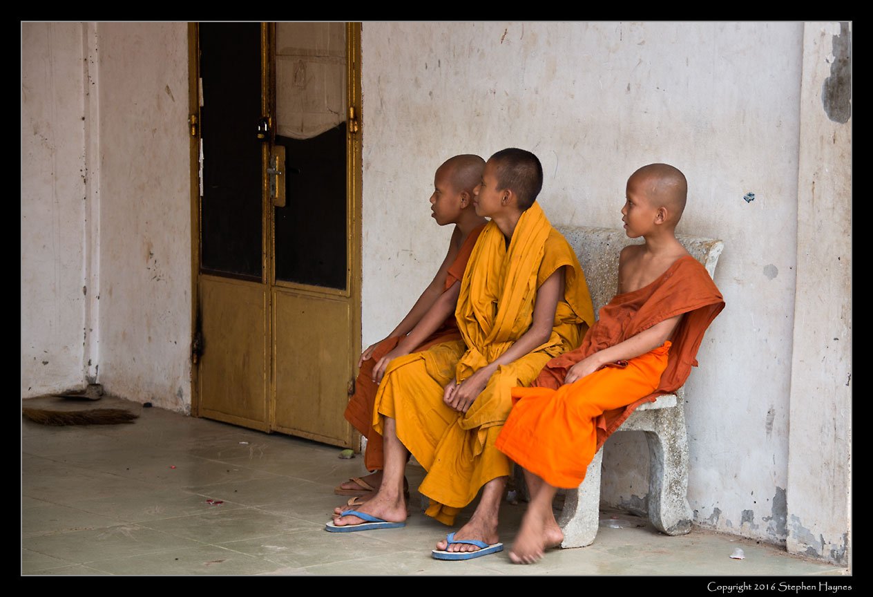 Sovann Kongkea Pagoda, On the road east from Sihanoukville, Cambodia --
In Buddhism, they get 'em young, too.