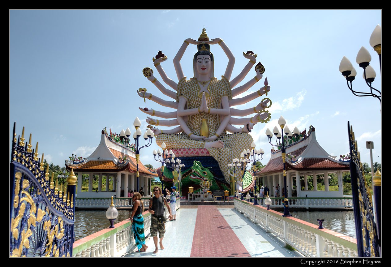 Koh Samui, Thailand --
The statue of 18-arm Guanyin, the Goddess of Mercy and Compassion at Wat Plai Laem.
(An HDR image.)