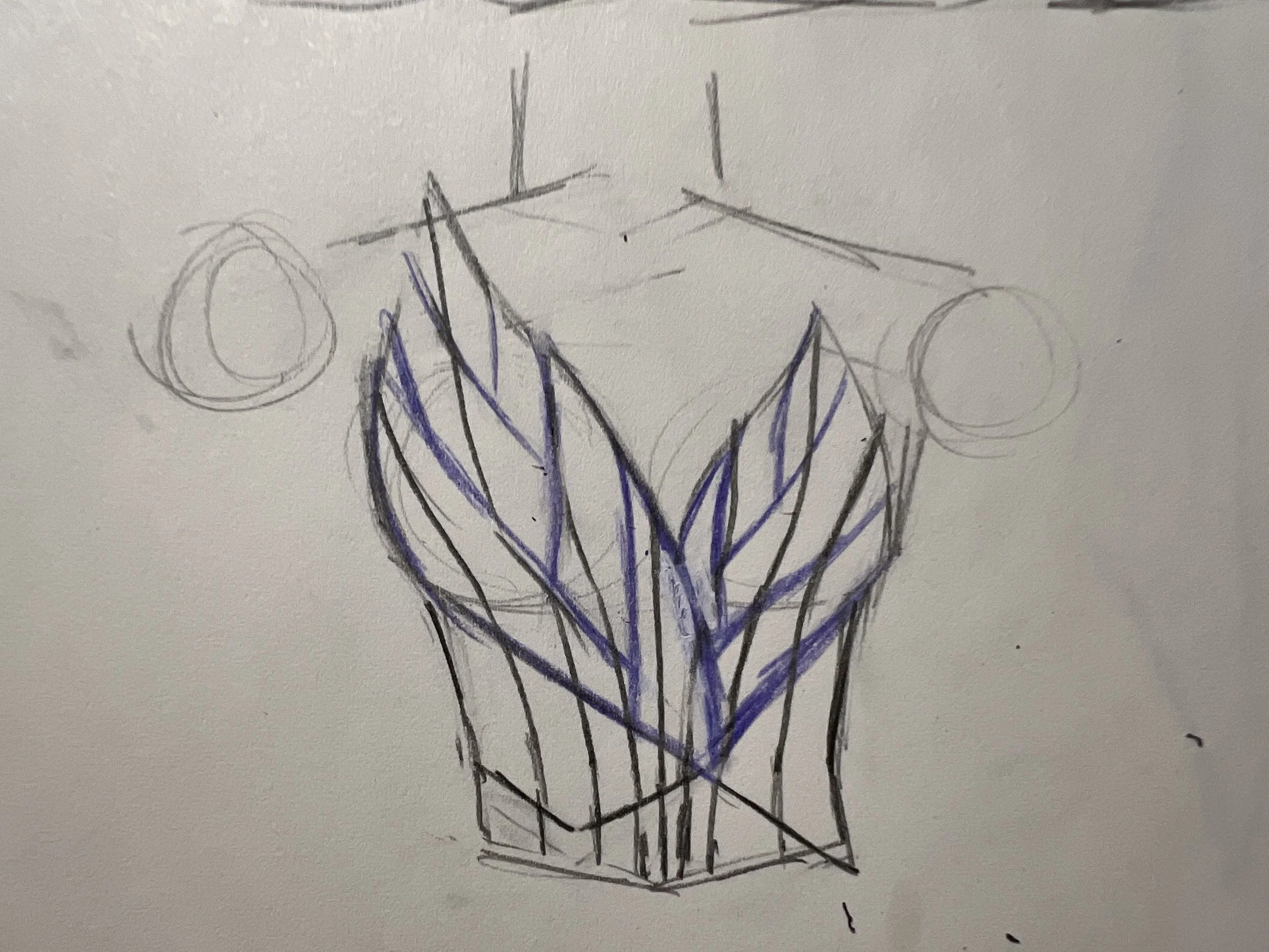 leaf and boning pattern sketch