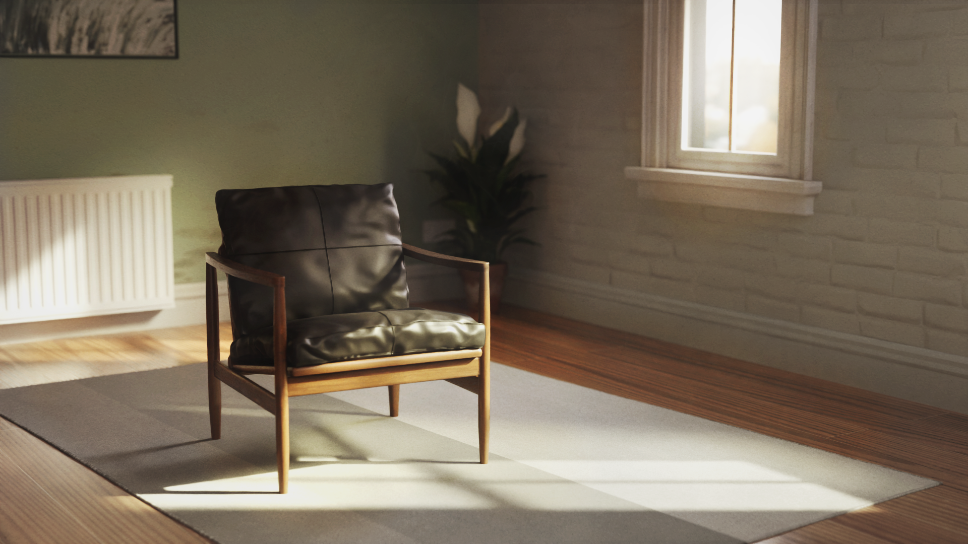 Leather chair showroom image.