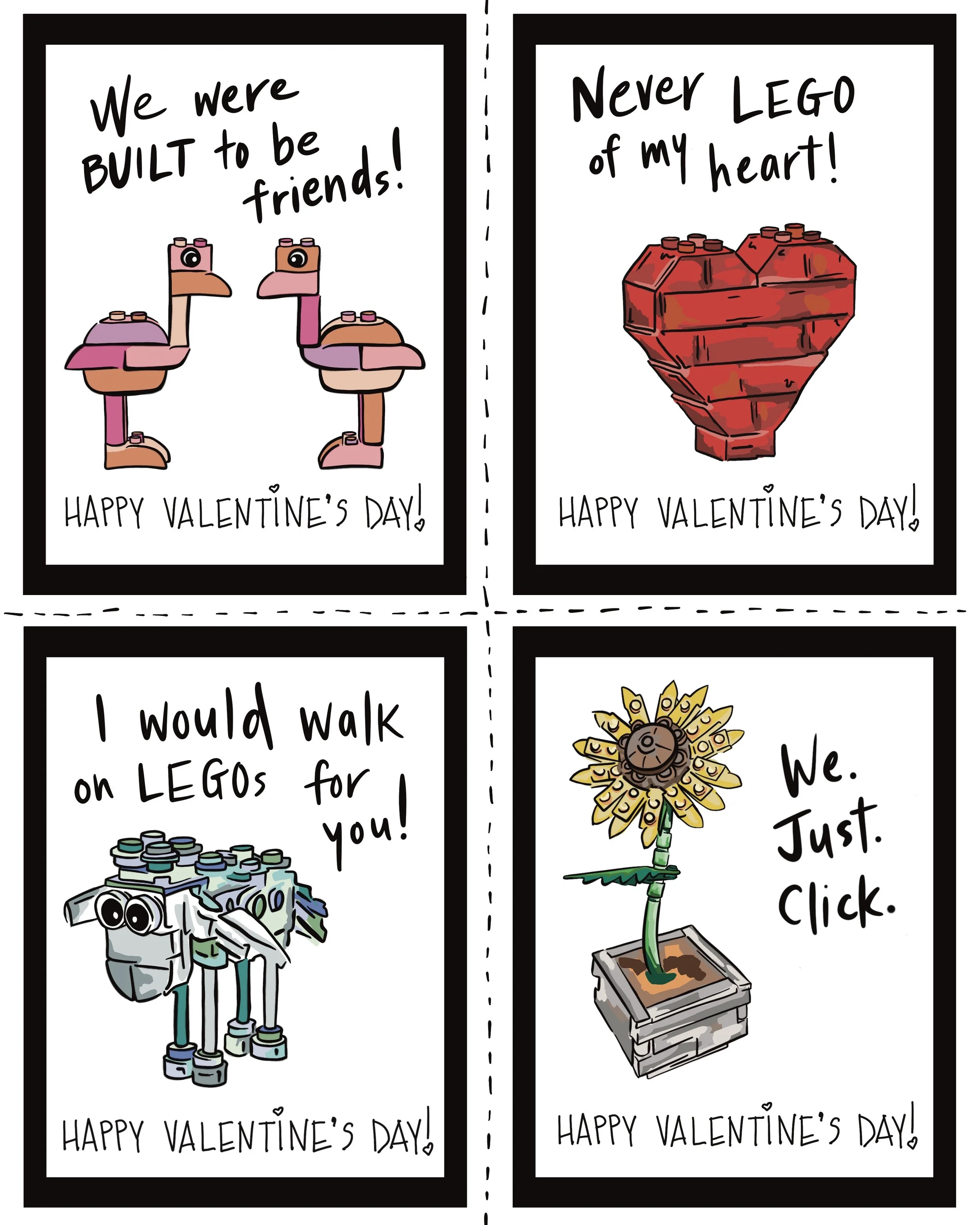 One Sided Valentine Cards (Color)
