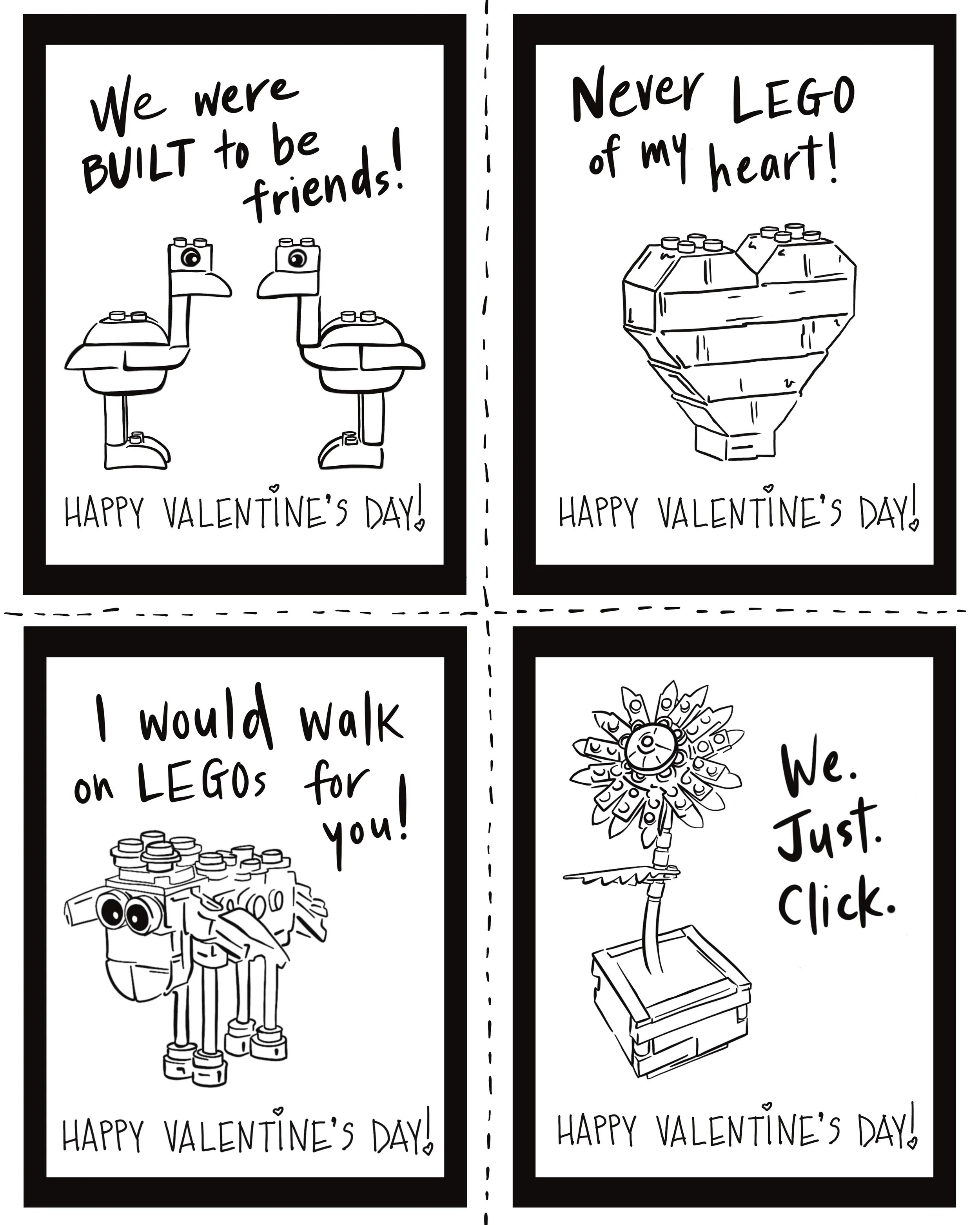 One Sided Valentine Cards (Black & White)