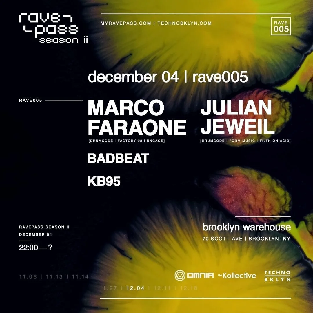 ▪️Next date with fam @techno_brooklyn 
🎫 Link in bio
.
.
#techno #newyork #nyc #night #nightout #brooklyn #party #marcofaraone #julianjeweil