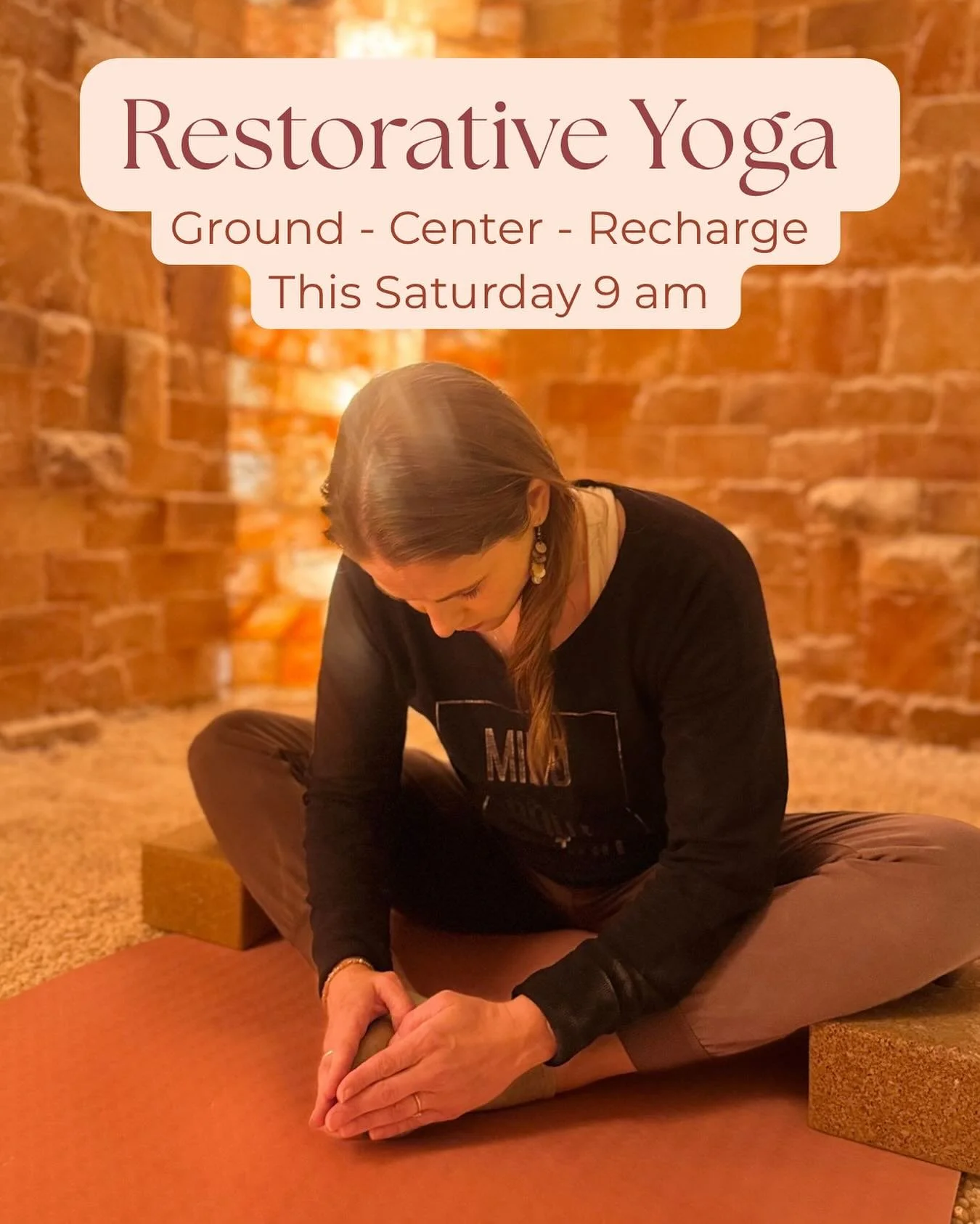 Feeling stressed? Back to school anxiety kicking in? Muscle tension? Need a place to take a nap? 

Join me this Saturday in the Salt Cave for a relaxing restorative yoga class to feed your nervous system as we prepare for the season ahead. 

Link in 