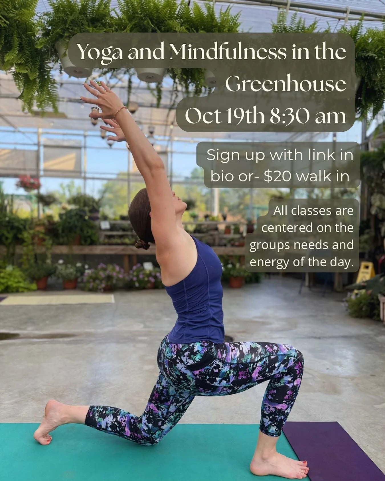 Our next yoga class is back in one of my happy places: the greenhouse @runningbrookherbary 

I adore these mornings with you. Tending to our body, mind, and spirit, then having a lovely cup of tea with great company. 

I also often leave with a new p