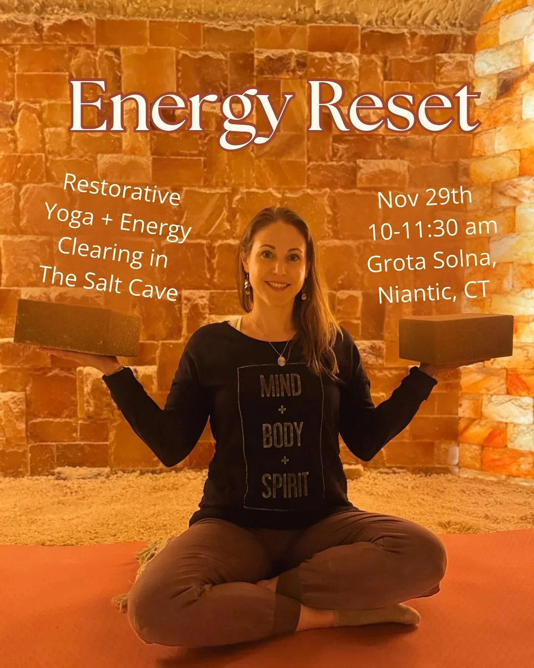 ✨Restorative yoga is back in the Salt Cave ✨

Restorative Yoga + Energy Reset

Nov 29th from 10-11:30 am at Grota Solna, Niantic, CT

Take a deep breath and unwind in the tranquil atmosphere of The Salt Cave in Niantic. This special Restorative Yoga 