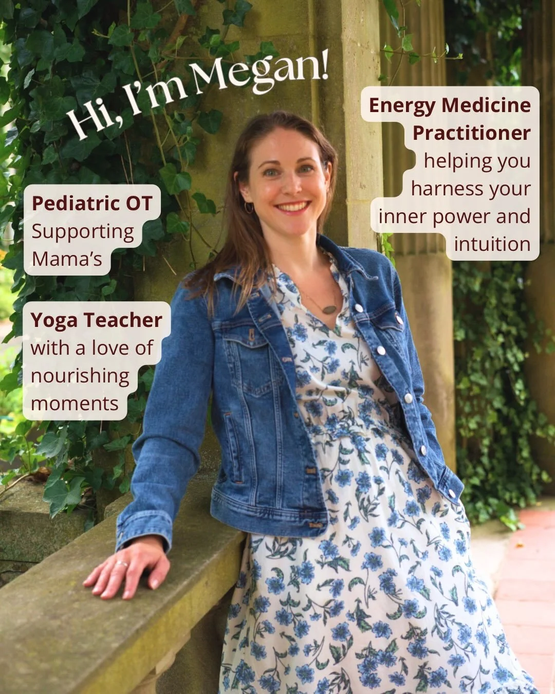 Hi Everyone! I&rsquo;m Megan, 

✨ Your Nervous System Guide leading you back to yourself. 

🧘&zwj;♀️ Pediatric OT, yoga teacher, and energy medicine preschooler - turned Support System for Mamas 

🌻 Lover of holistic modalities and lifestyle routin