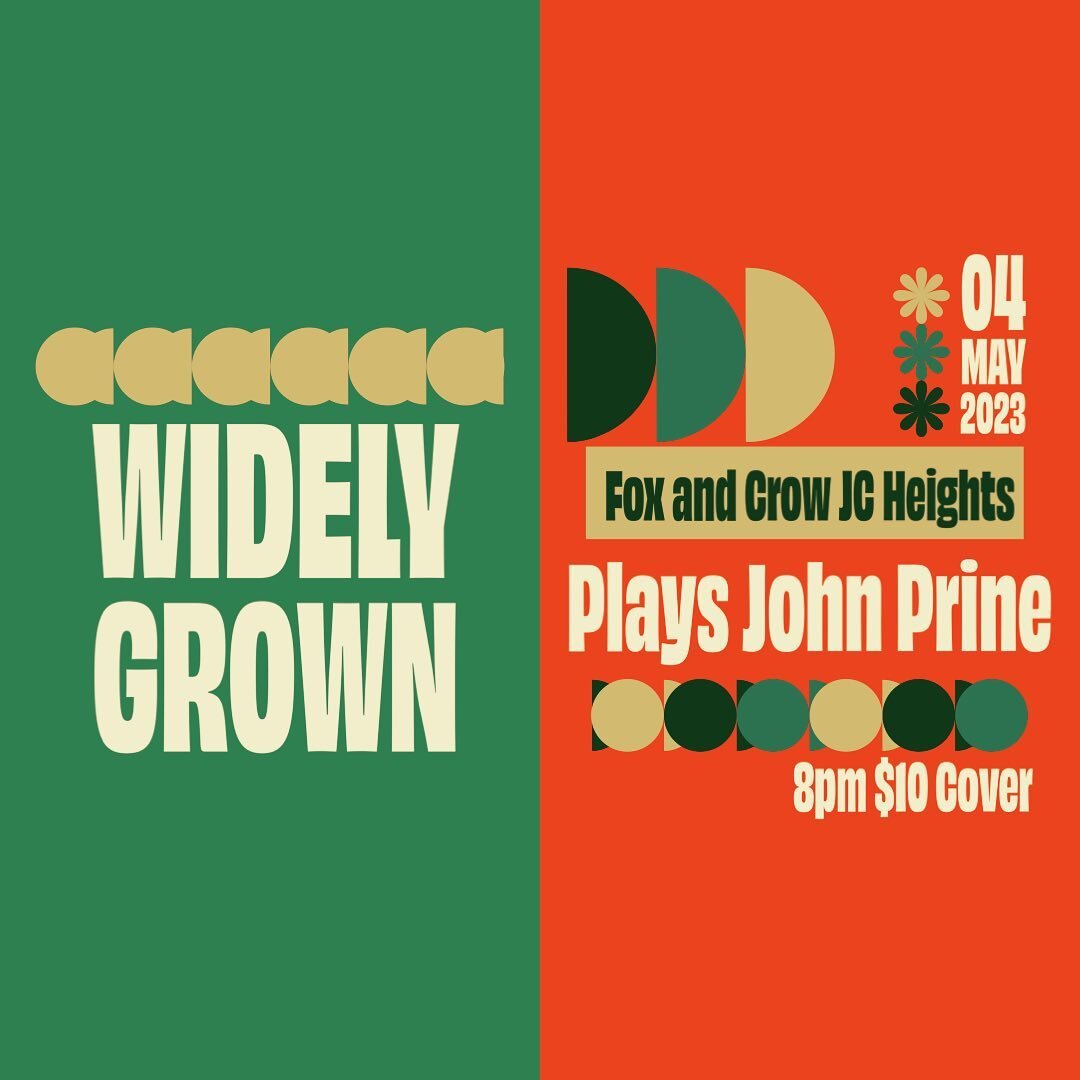 3 verses. 3 choruses. All a man needs to tell a full story and make sure ya don&rsquo;t forget the point. Come out straight and go home curly wont ya. 8pm Widely Grown set, 9pm John Prine set. #johnprine #njmusic #foxandcrow #thursdaynight #may4th #j