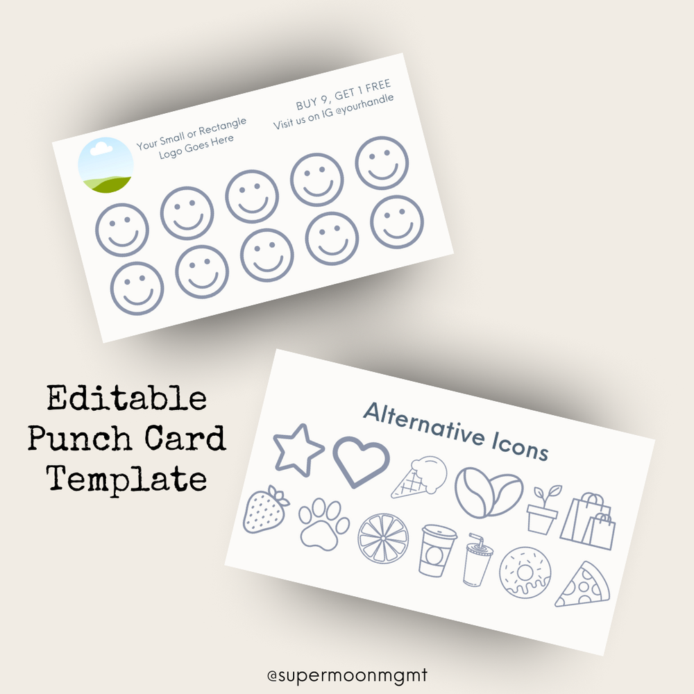 Punch Card Template — Supermoon MGMT ✨