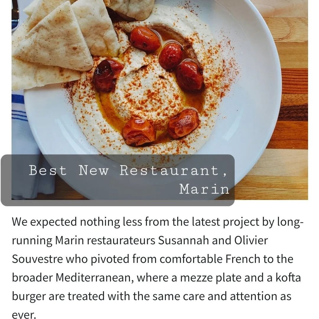 Very honored to have been named Best New Restaurant in Marin by #marinmagazine!