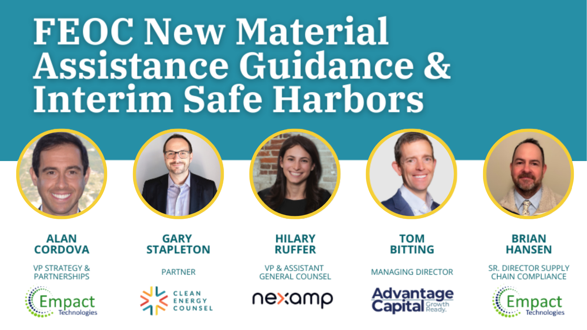 FEOC New Material Assistance Guidance and Interim Safe Harbors