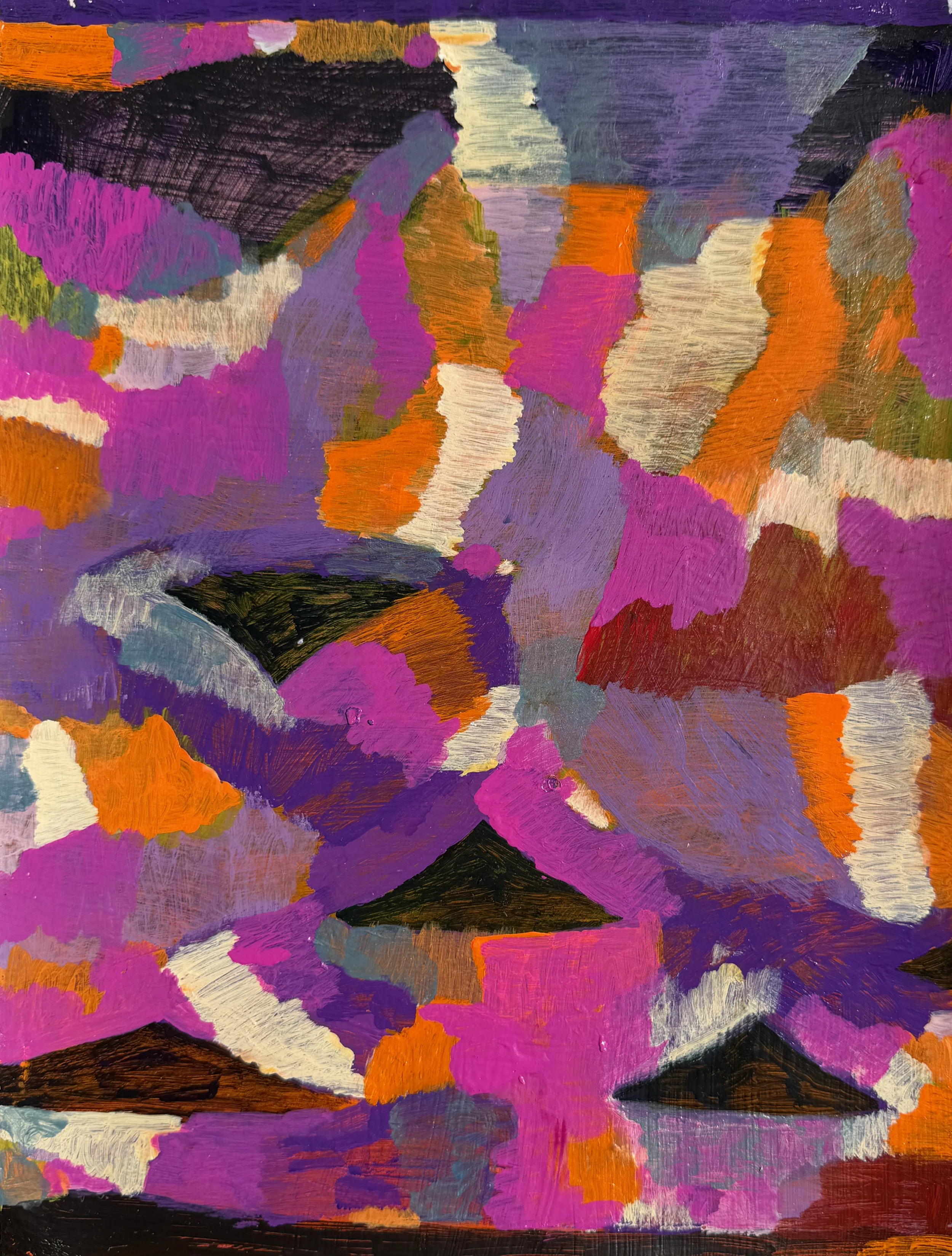 Speak words, the spirit left the body
I held my tears, till it turn to a sea
I held to memories that was felt not told

Frantz Jean-Baptiste. 2026. Acrylic and automotive paint on paper. 12 x 9 inches.