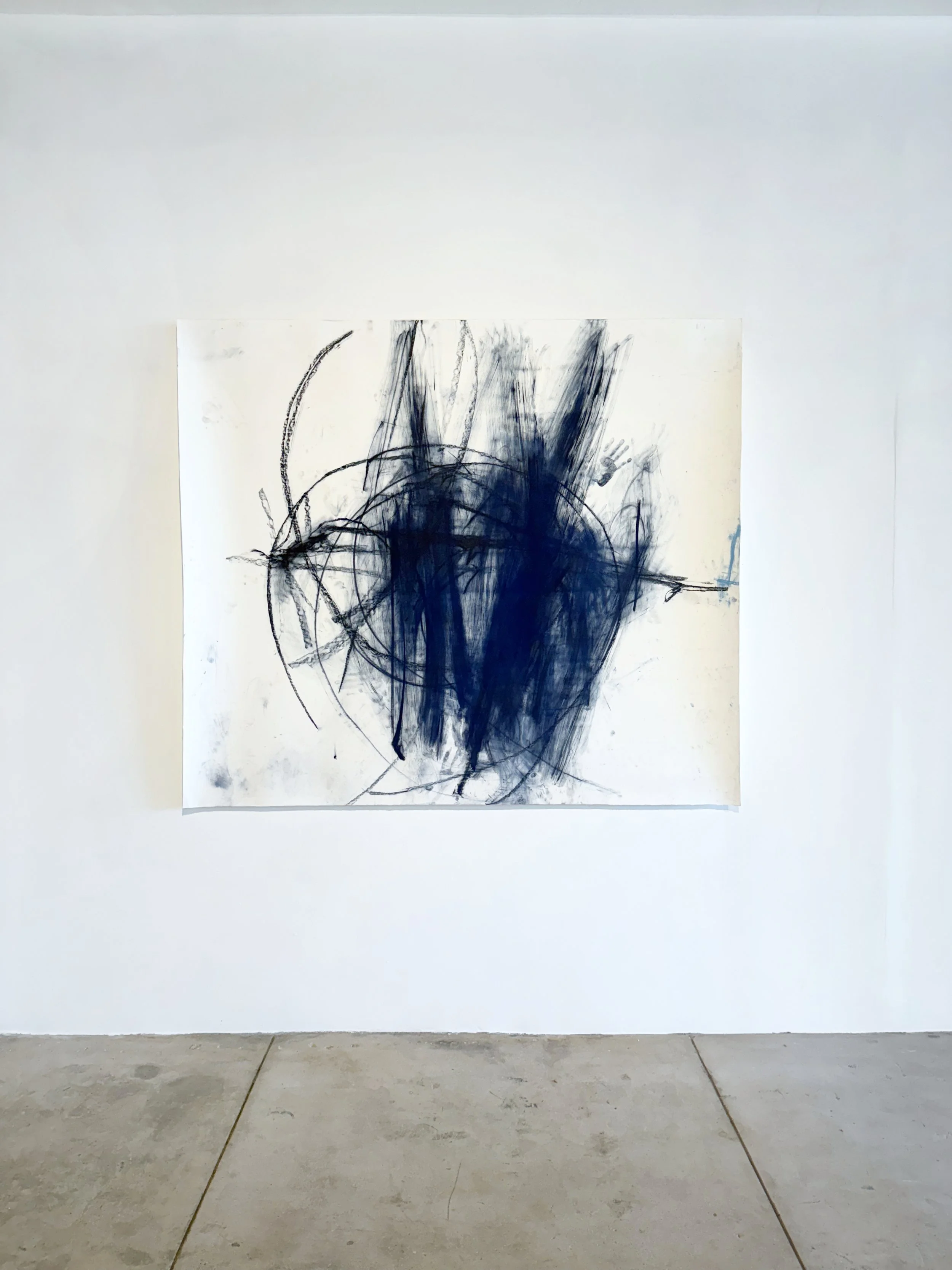 Lindsey Harald-Wong. drawing crows (2025). Cotton watercolour paper, chalk pastel. 60 x 69 inches.