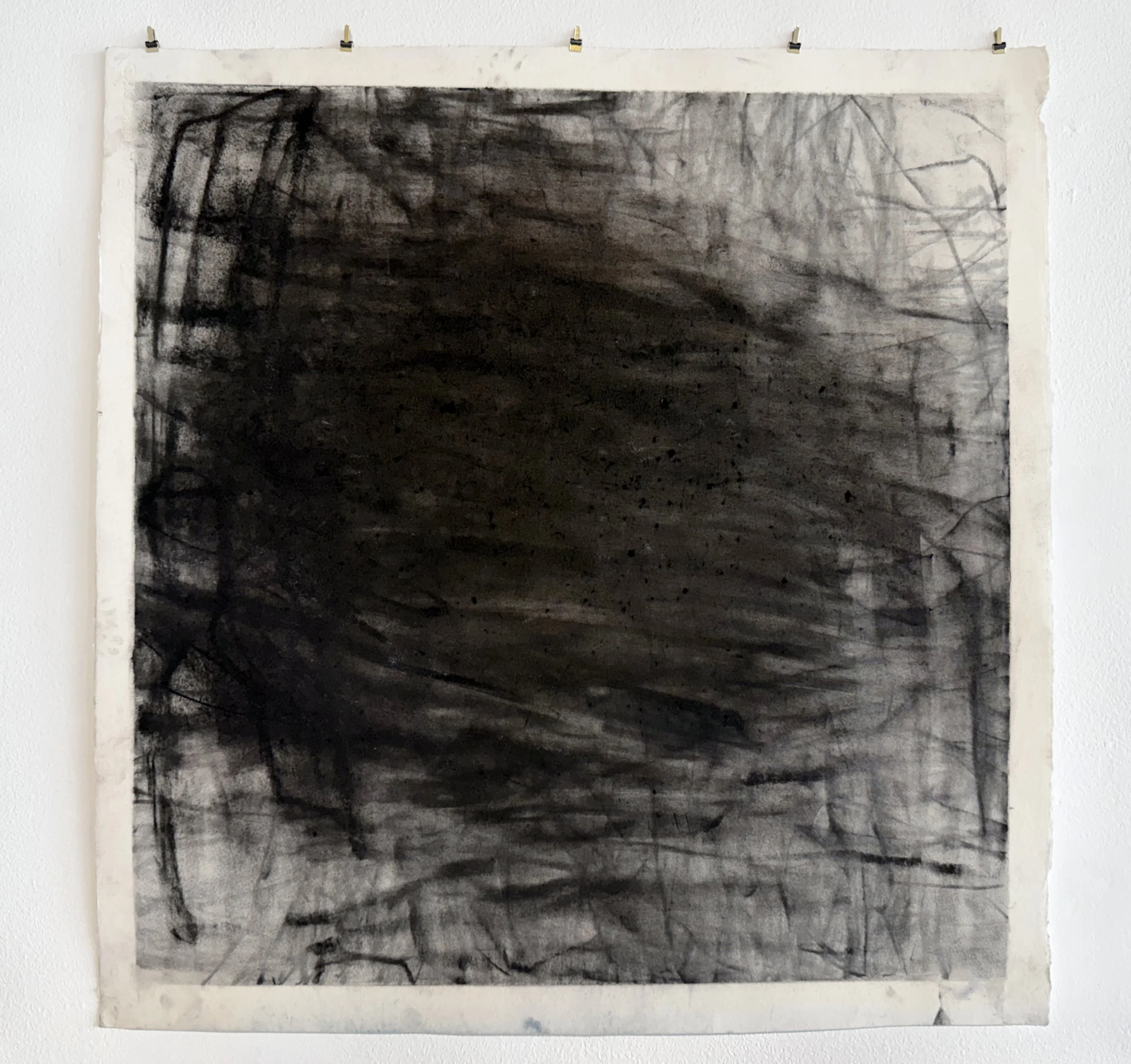 Lindsey Harald-Wong. nocturne (2022). Cotton watercolour paper, charcoal. 23 x 22 inches.