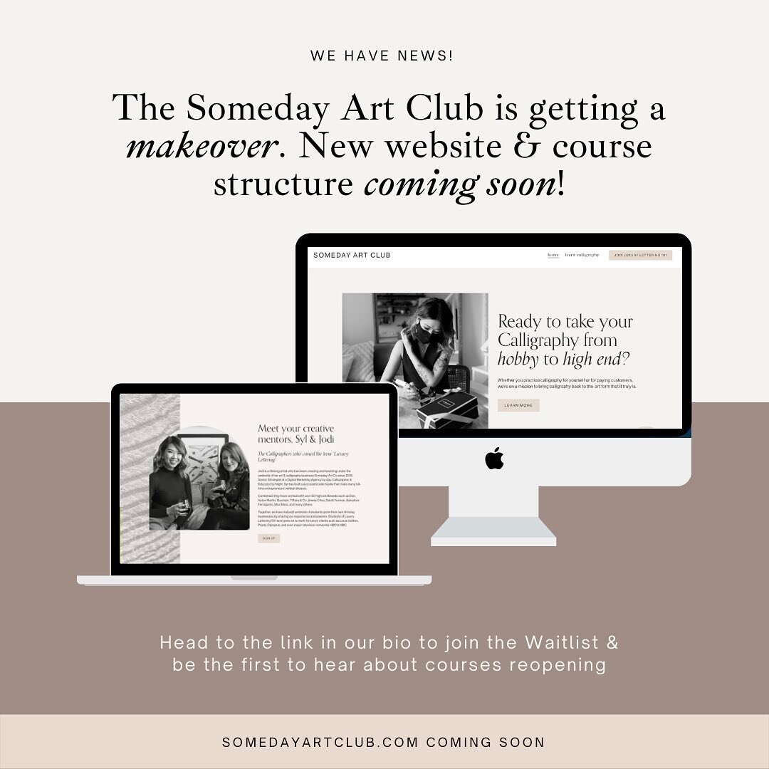 Announcement 📣: The Someday Art Club is getting a gorgeous little makeover 🎉 After much soul-searching, we decided our current look, though cute, was not the best reflection of the high end, quality artistry that we teach within the Someday Art Clu