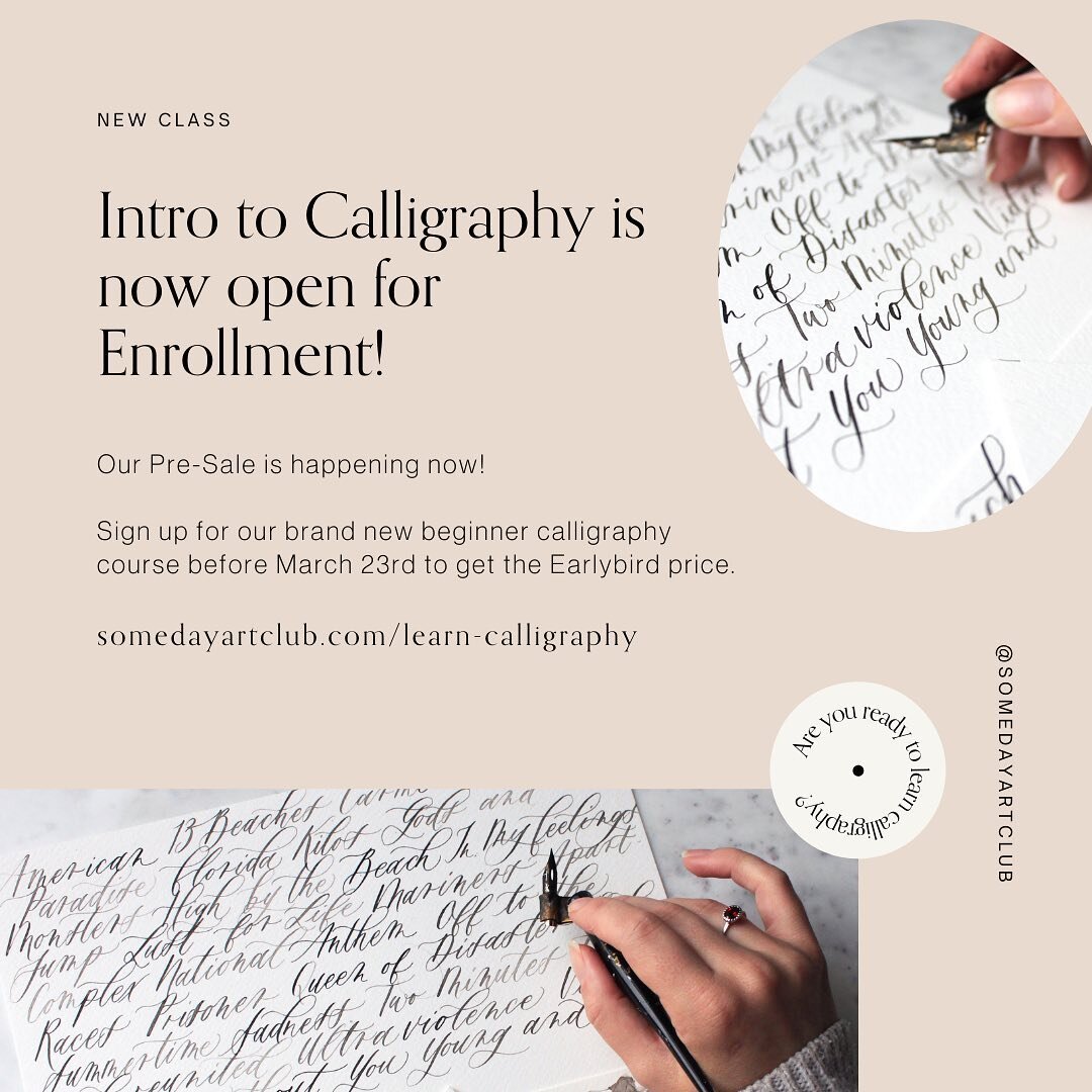 It&rsquo;s finally here! 🎉🎉🎉 &ldquo;Intro to Calligraphy&rdquo; aka our calligraphy course for beginners aka the workshop that @viacalligraphy has taught to over 1000 students in her home city of Toronto - is finally online and open for enrollment