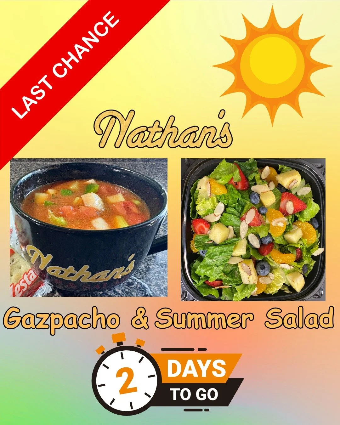 Pumpkin Spice can wait...Nathan's Gazpacho &amp; Summer Salad can't! Final 2 days to get them both!