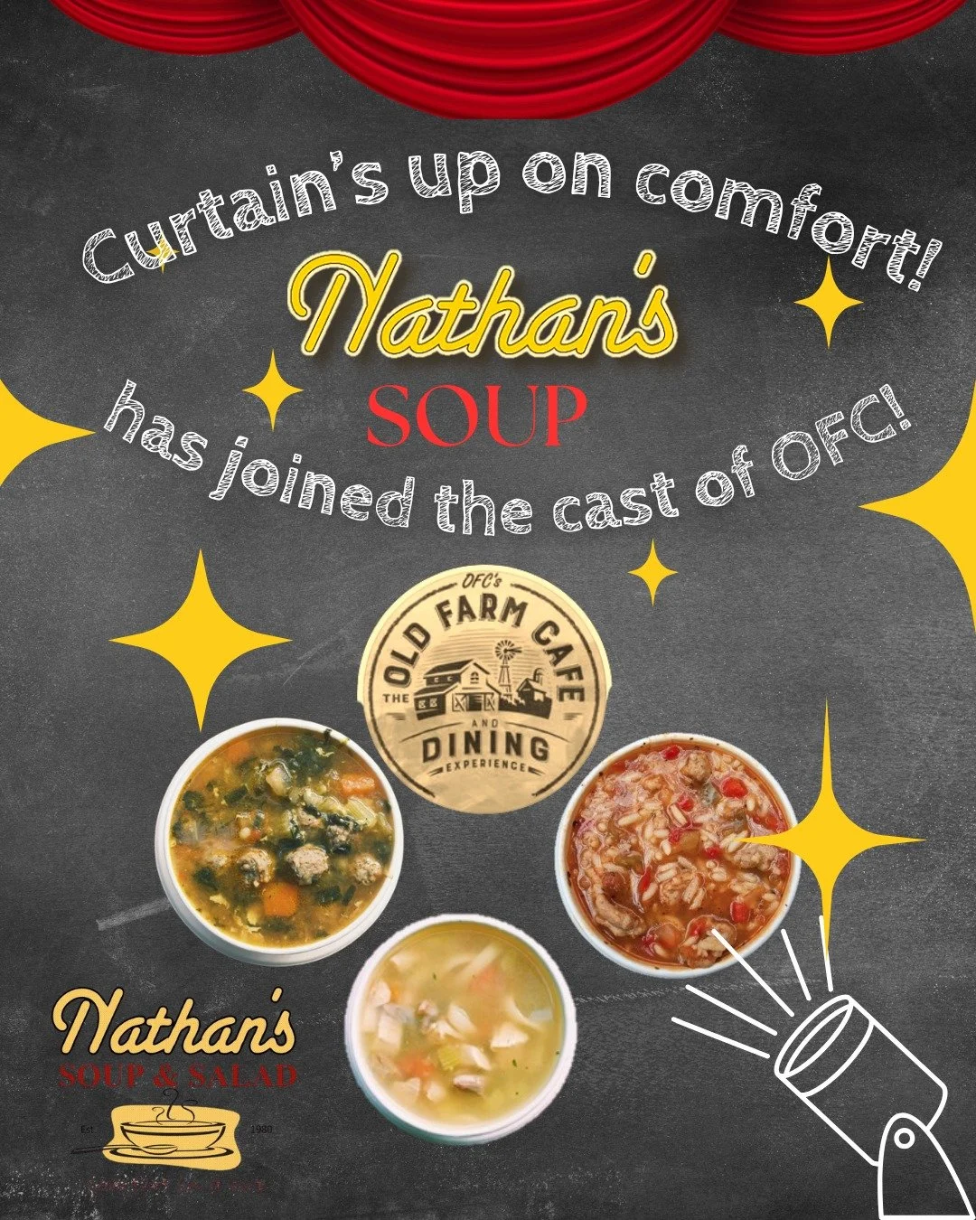 Have you been to the super fun Old Farm Cafe OFC Creations Theatre Center in Brighton? Enjoy a bowl of Nathan's soup next time you visit!

#ofccreationstheatrecenter #comfortfood #nathanssoups