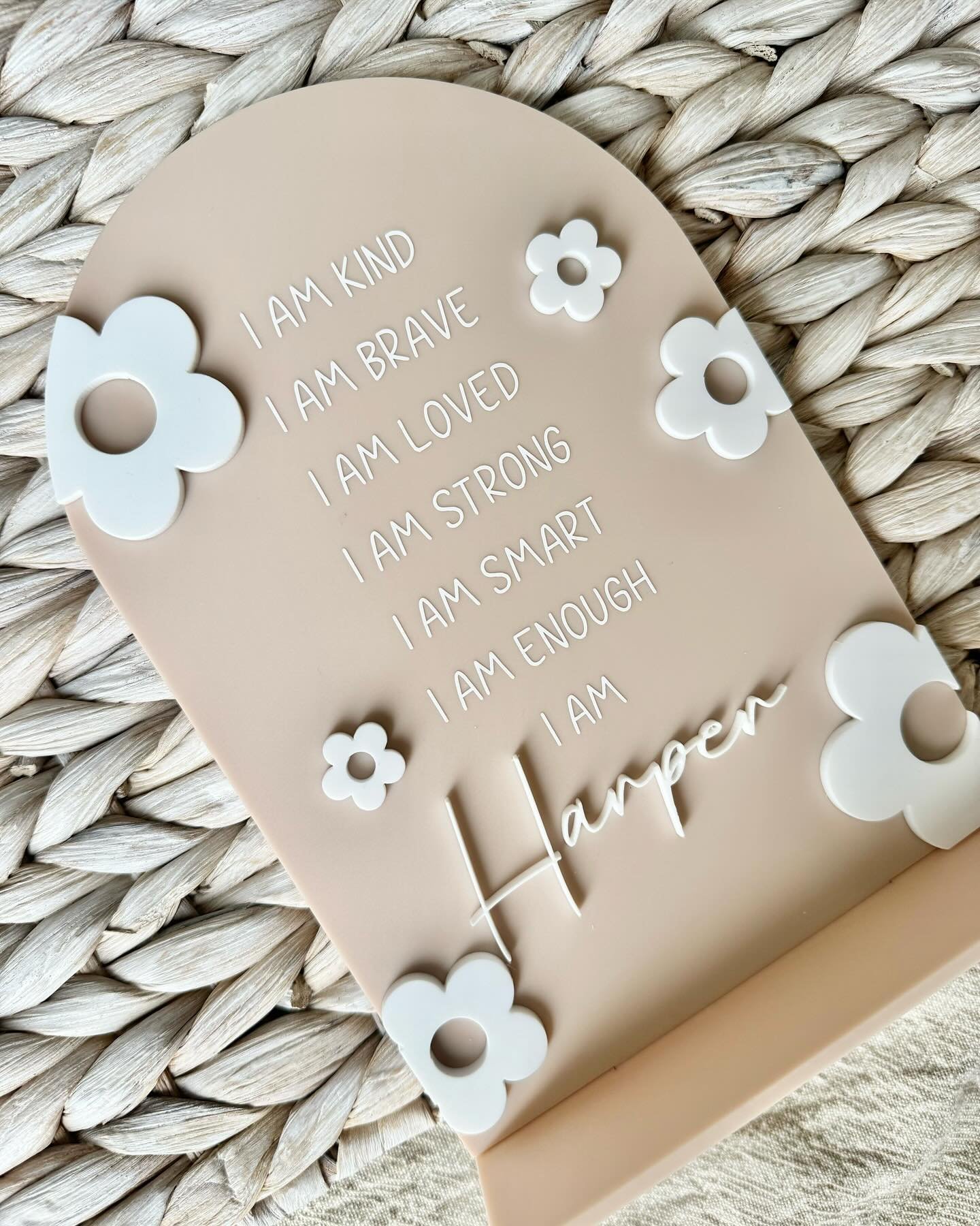 I am&hellip;. 🫶🏻
Every little girl or boy needs these affirmation standing plaques to complete their room ✨
Pop on their bedside table, dresser or desk in their room for them to know just how important they are. These can also be gifted as a sweet 
