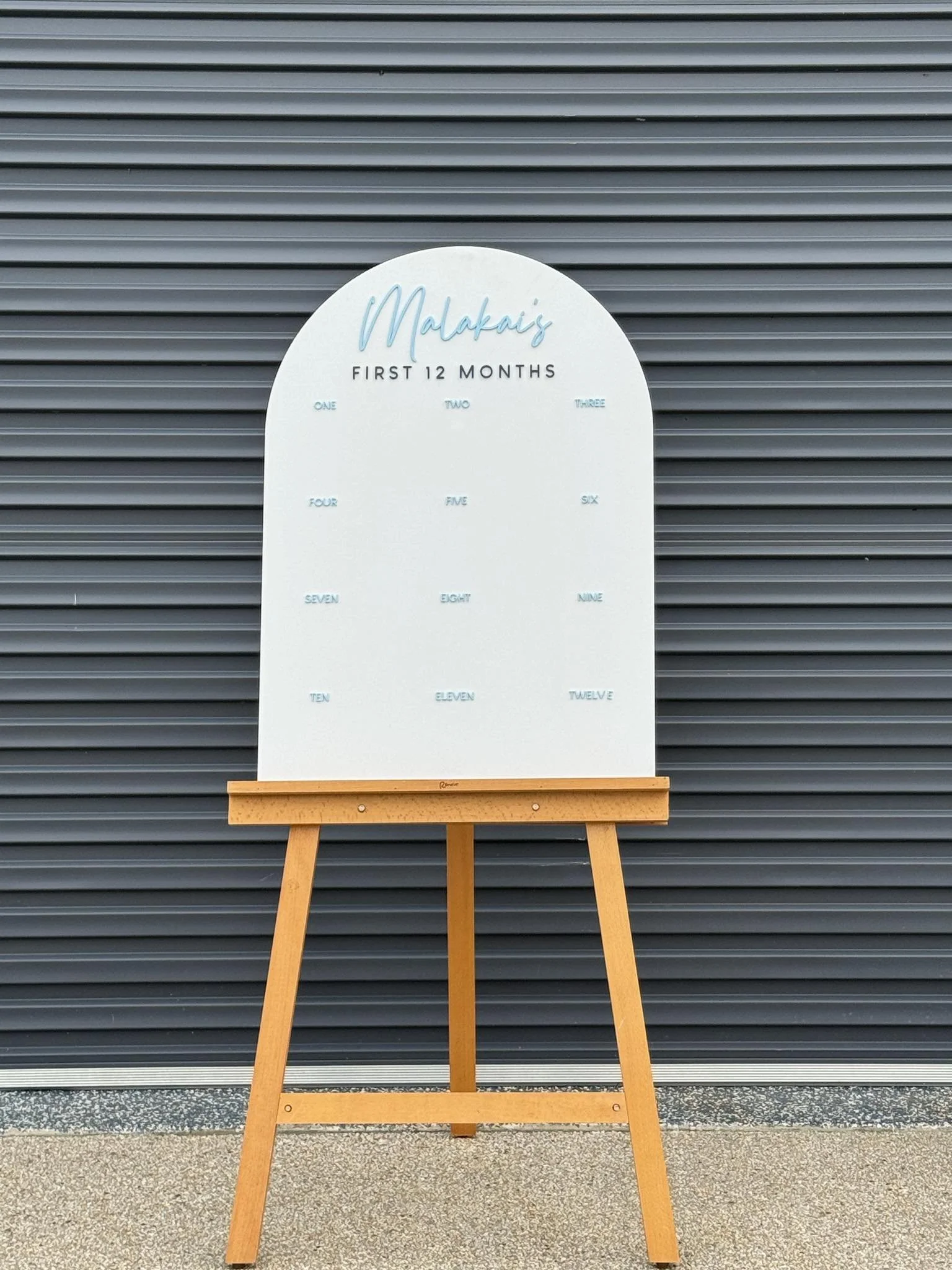 Blue First 12 Months Board on Wooden Easel