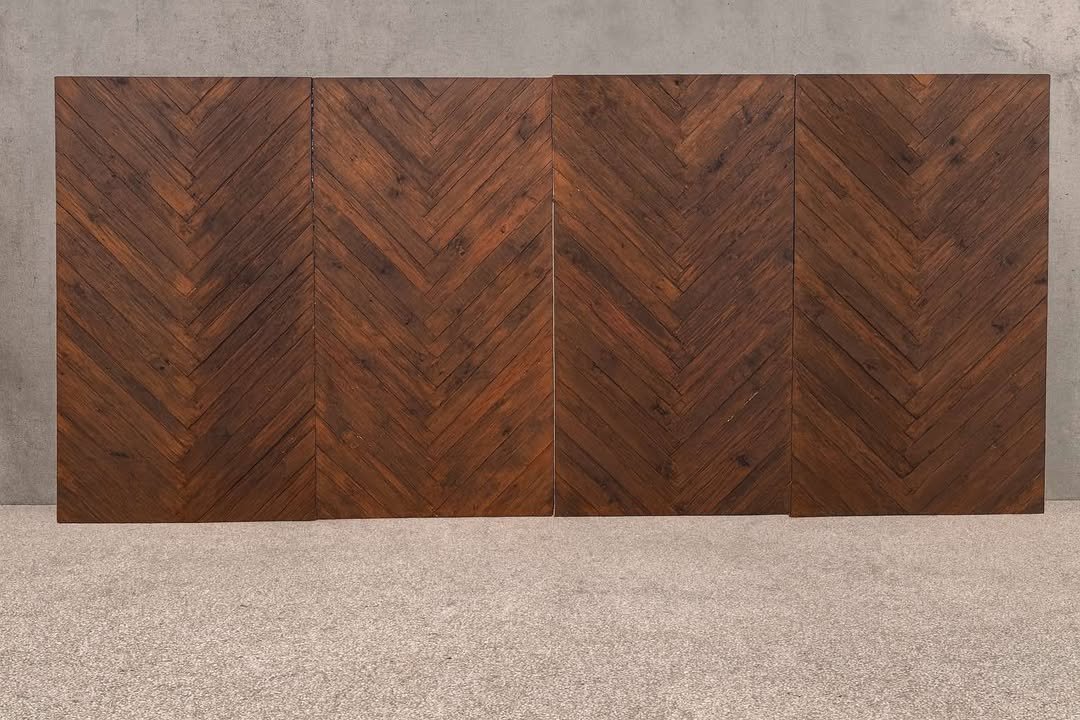 Herringbone Wooden Wall (Full set 4 panels) $340 inc GST
Each panel is 2.2m high x 1.27m wide //
Full set - 4 panels is 5.08m wide