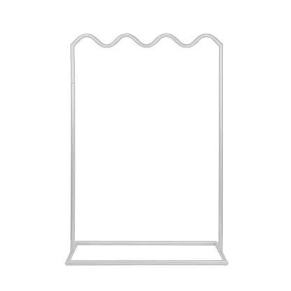 Wavy Hanging signage stand 
Breaks down into 4 sections for easy transport