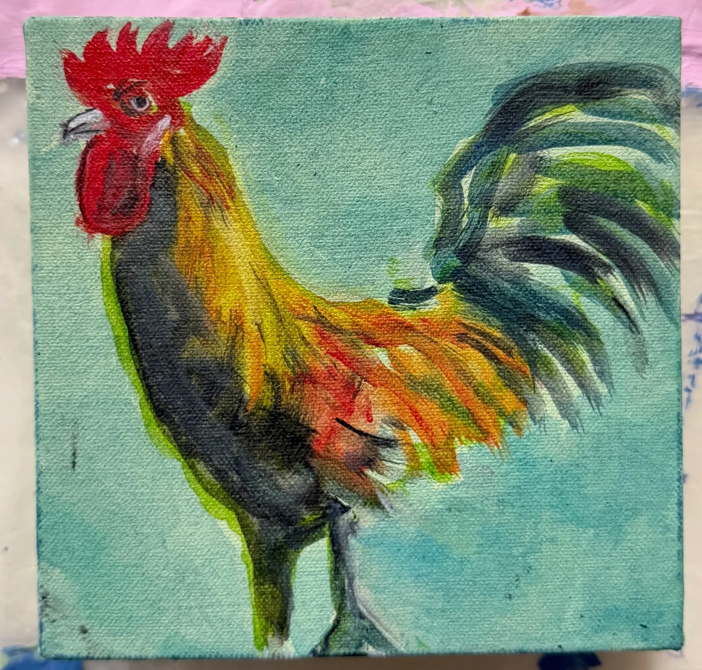 SOLD - 
“EL GALLO”
5.5 x 5.5 
Acrylic on canvas