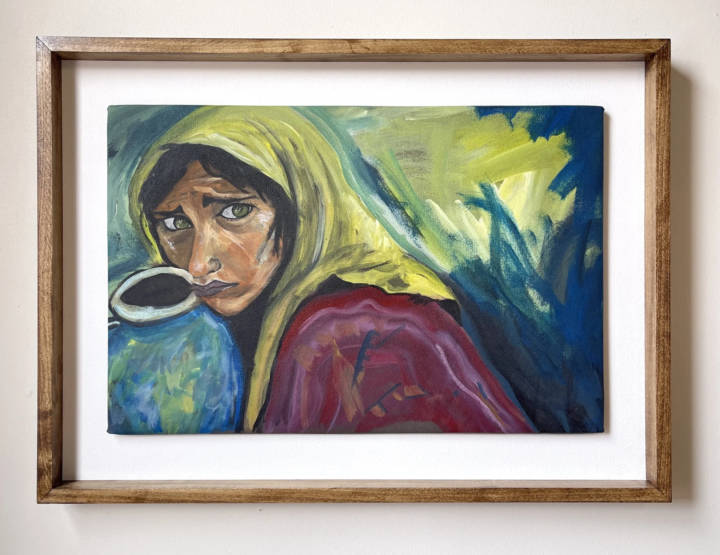 “What Remains in Her Eyes” 24 x 32.5, Acrylic on canvas