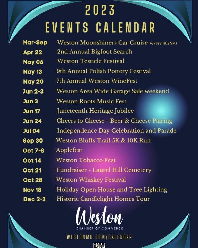Lots of events happening in Weston!! Mark your calendars…..