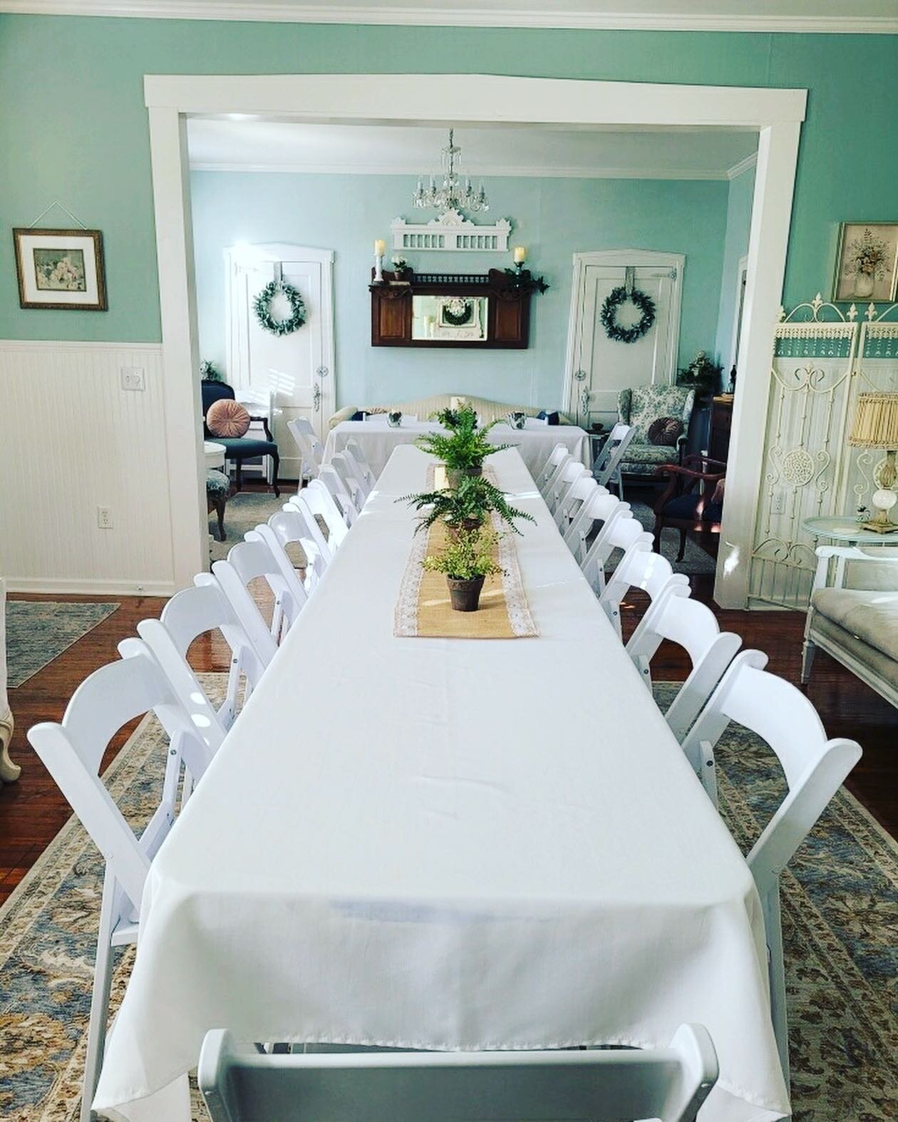Preparations done for a rehearsal dinner Wednesday nite. Just another way for our event space to be used. Last Saturday we entertained a family hosting a baptism celebration💖. Greenbrier can provide many options for you!!