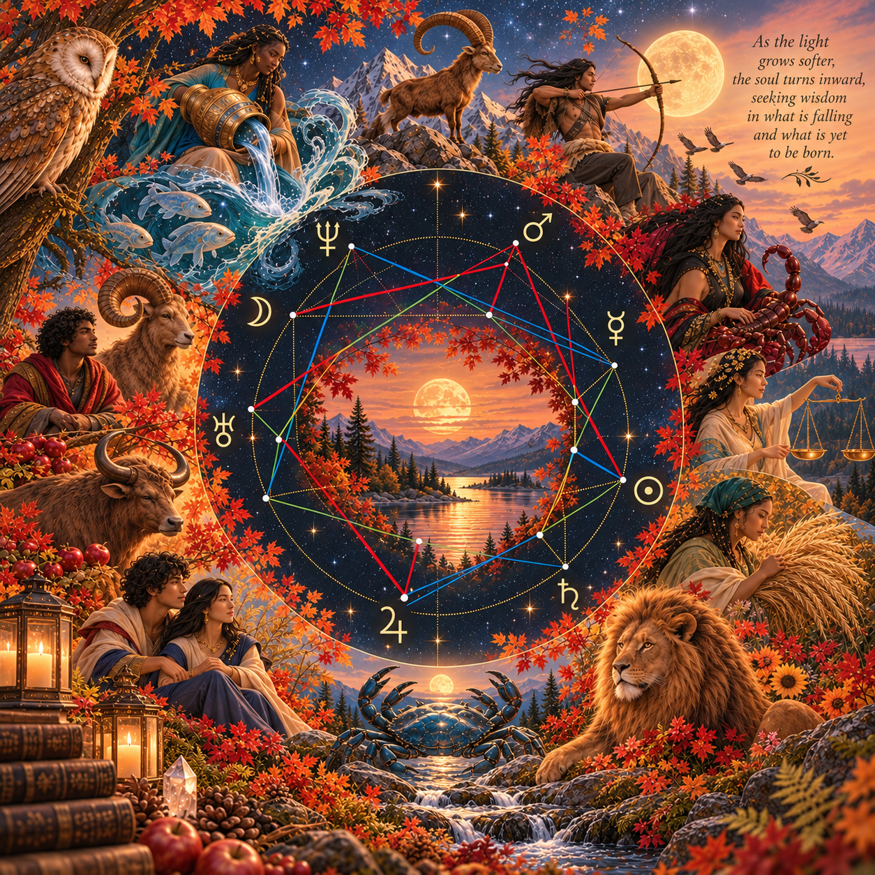 Autumn Astrology Wheel by Moonlit Lake.png