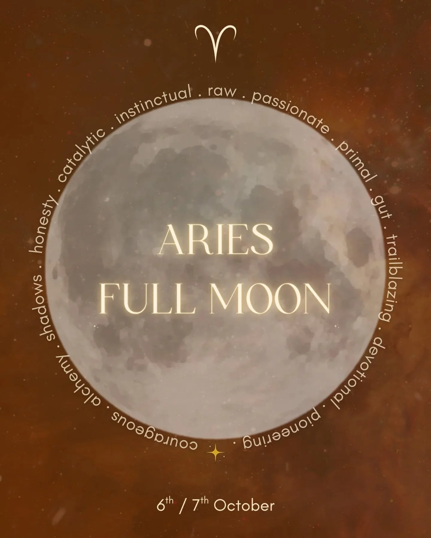 Aries Full Moon @ 14&deg; ⚡️🔥

6th / 7th October...depending on what part of the world you&rsquo;re in

Tap on through for rising sign insights, energy update on this full moon + ponders and prompts for your curious mind. Save for your full moon rit