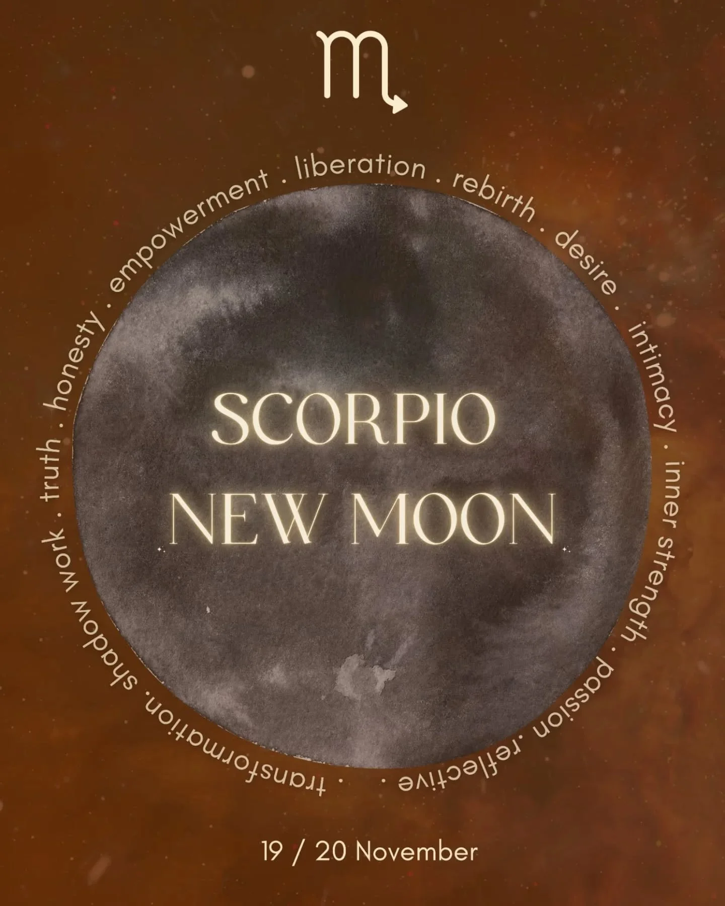 Scorpio New Moon @ 28&deg;

Check what area of your natal birth chart 28&deg; Scorpio sits at, as this is where the new moon is asking for renewal, rebirth and metamorphosis! 

But first, the shedding, ego deaths, shadow work + truth telling is explo