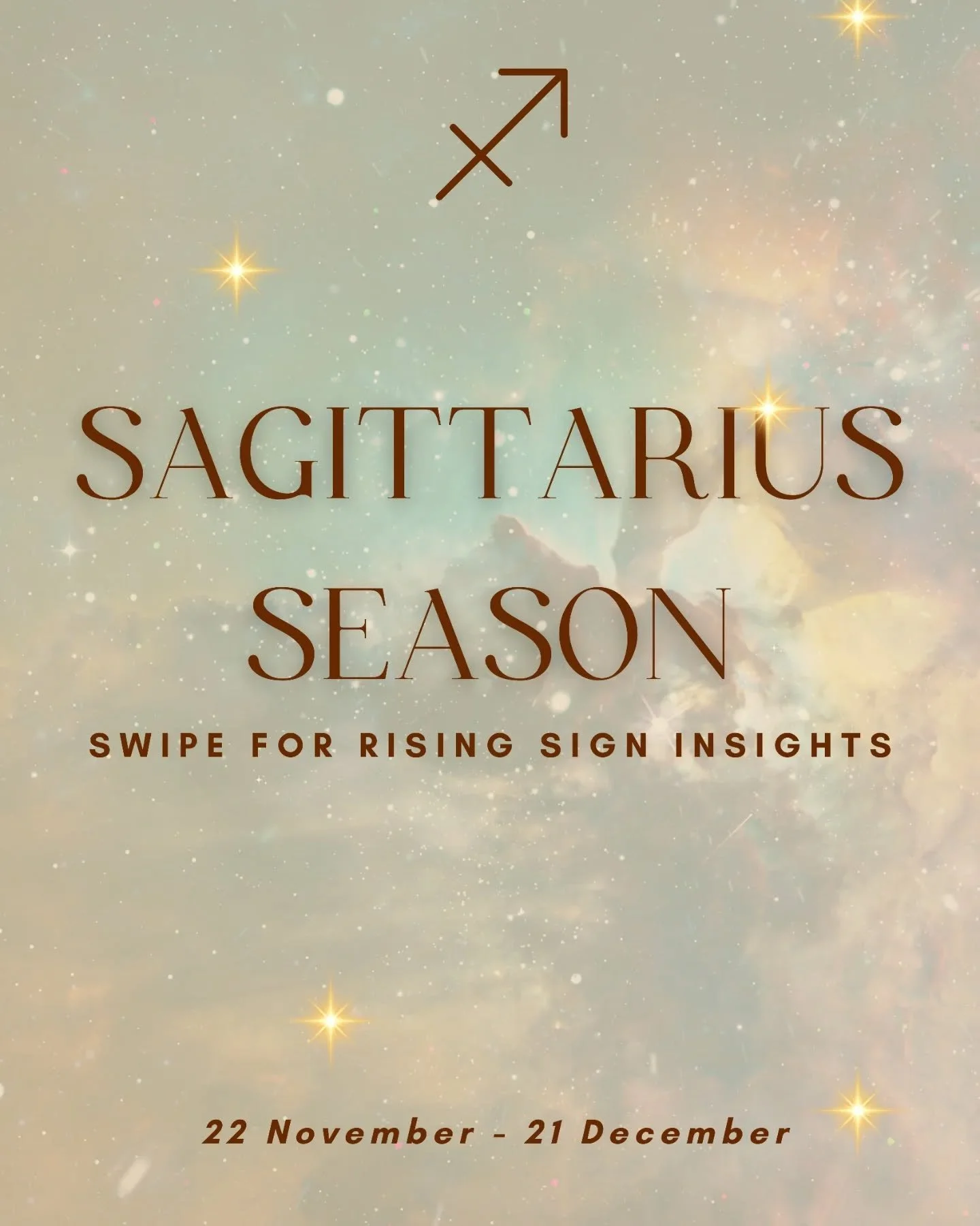 Sagittarius Season 🏹🔥
22 Nov ~ 21 Dec

Tap on through for rising sign insights or check your natal birth chart to see what house(s) Sagittarius energy moves through ⚡️

The season that calls for...

Adventure
Expansion
Freedom
Exploring new horizon