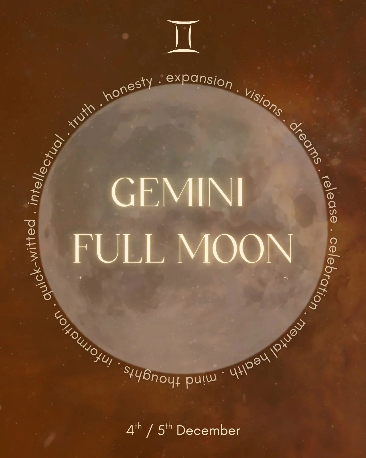 Gemini Full Moon @ 13&deg;

Check to see where this energy plays out in your own natal chart + swipe to get a snippet of personalised insight....some journal prompts + the energy of this full moon. 

In true gemini style get curious around what I sha