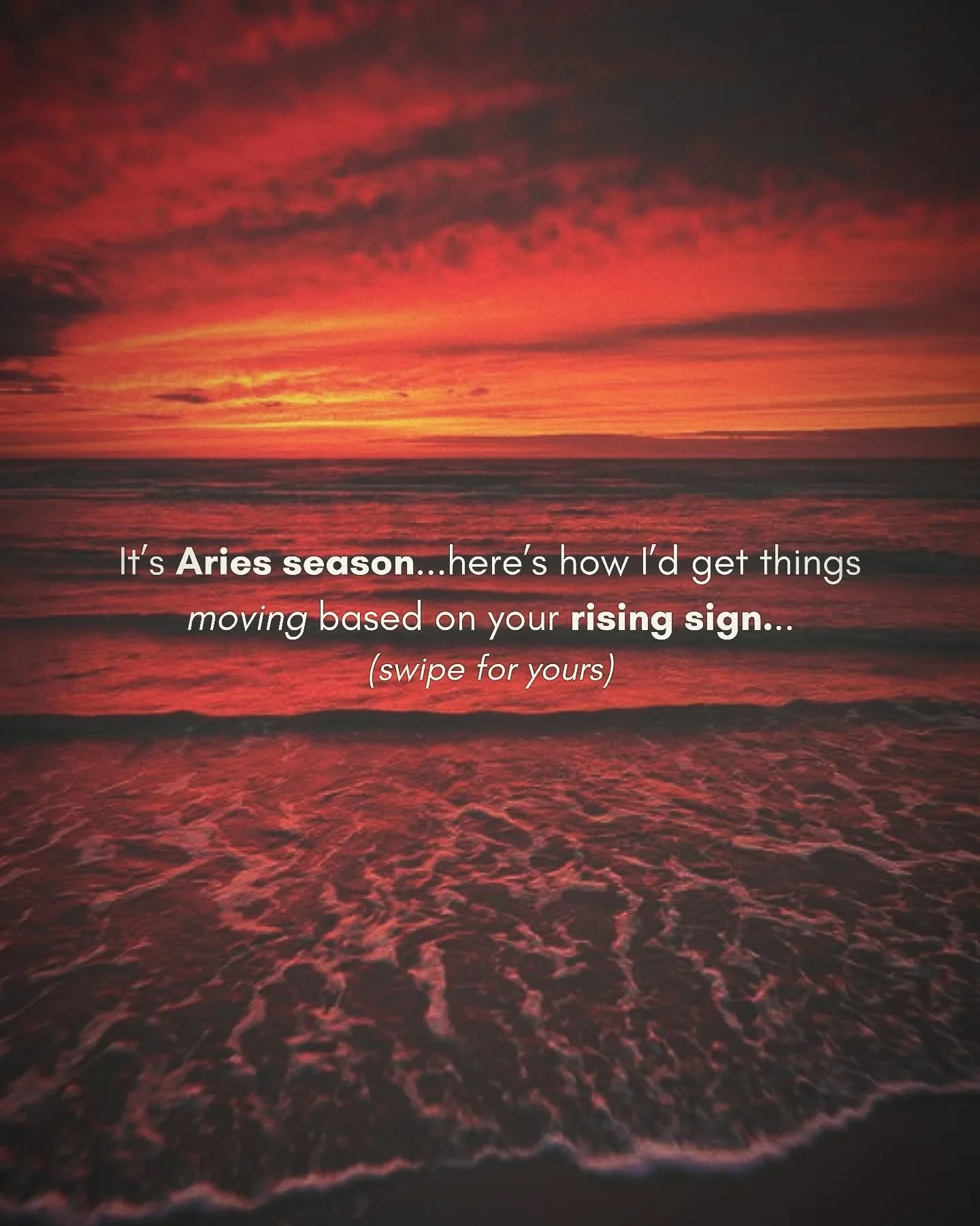 Your rising sign holds clues in how you are learning to move through the world 

Aries naturally rules the 1st house which is our go getter energy....new beginnings...fresh starts...bold + brave energy 

But depending on what archetype rules your fir