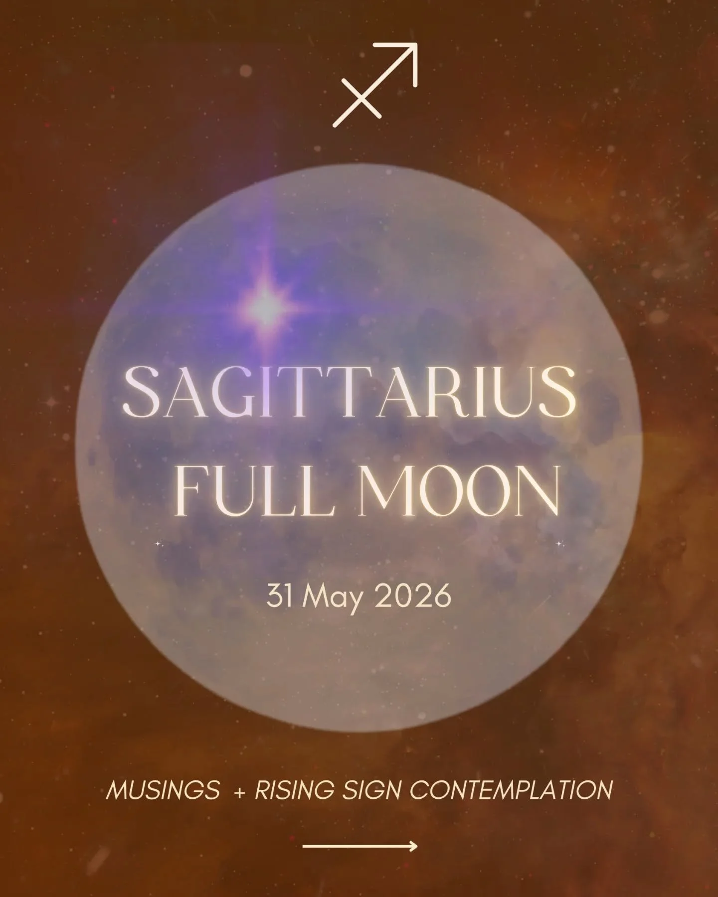 Full moon in Sagittarius ~ 31st May 🌕

Tap on through for a personalised contemplation (check your rising sign) + an energy update for what this full moon will bring

The house that 9&deg; of Sagittarius falls in is the area of life that is calling 