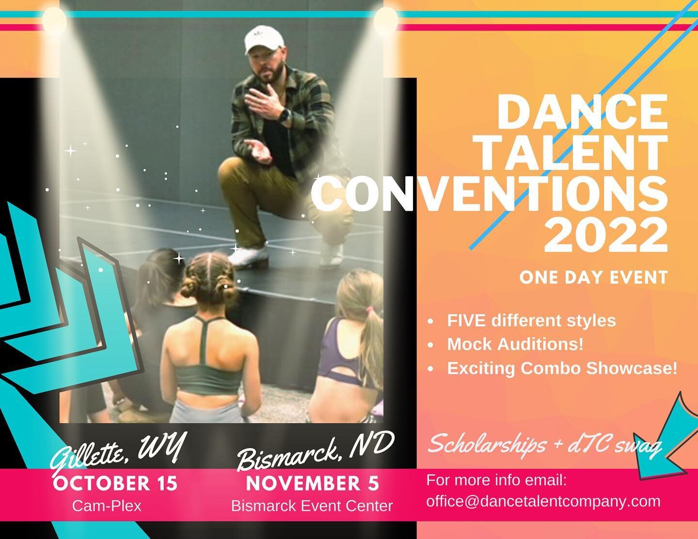 🍁 It&rsquo;s convention season!! 🍁Register today on our website: dancetalentcompany.com

DEADLINES:
Gillette, WY- September 23rd
Bismarck, ND- October 14th

#danceconventions #dtc2022 #dancetalent