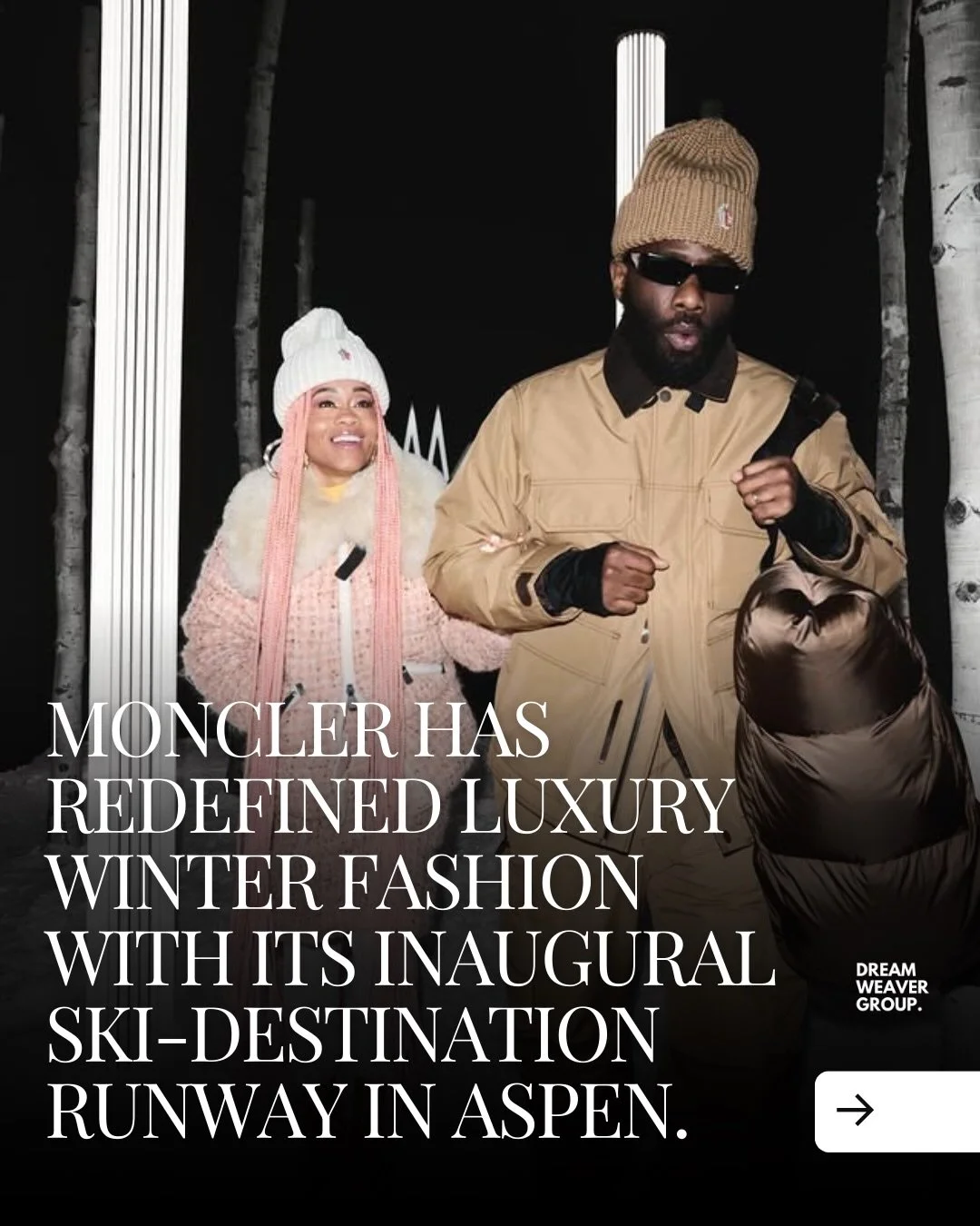 Moncler has redefined luxury winter fashion with its inaugural ski-destination runway in Aspen. 

This immersive fashion moment transformed snowy slopes into a spectacle blurring the line between show and performance. Models glided through fresh snow
