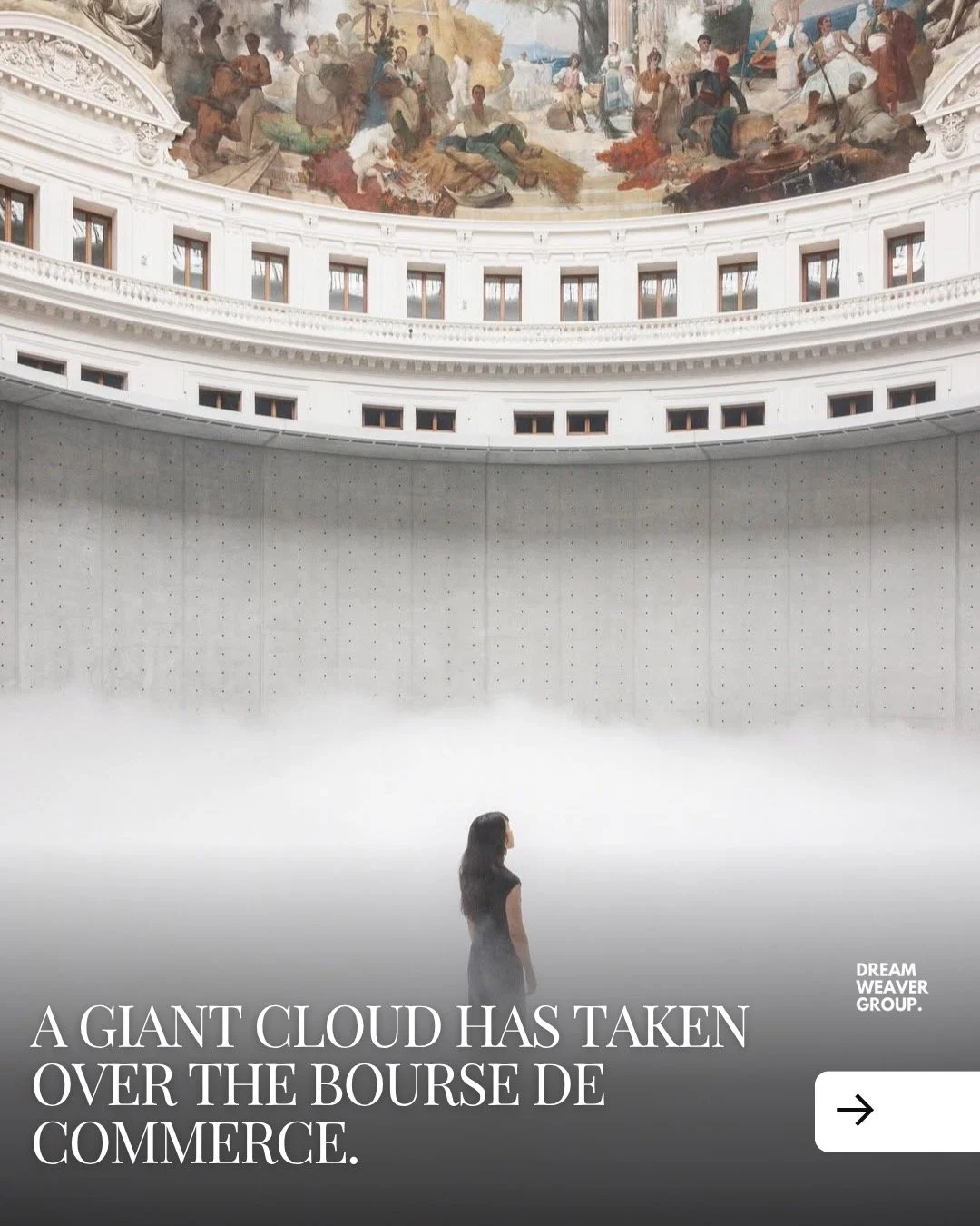 Japanese artist Fujiko Nakaya has transformed the Rotunda of the Bourse de Commerce into a living cloud.

Created using thousands of microscopic water droplets released through a network of high-pressure nozzles, Cloud #07156 constantly changes shape