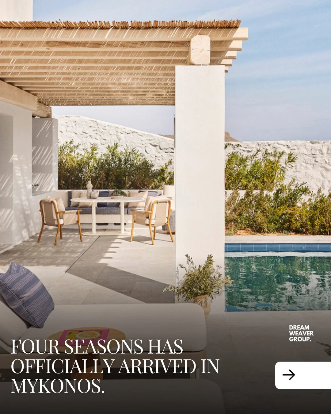 Four Seasons s'est officiellement implanté à Mykonos.

Situé au-dessus de la baie de Kalo Livadi, ce nouveau complexe hôtelier a été conçu comme une interprétation contemporaine d'un village cycladique traditionnel. Il regroupe des chambres et des suites, des villas privées, ainsi que plusieurs restaurants et bars, 