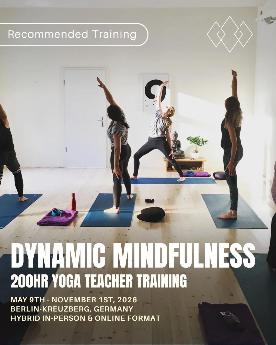 🧘&zwj;♂️&nbsp;Dynamic Mindfulness 200hr Yoga Teacher Training 🧘

This hybrid training hosted by @dynamicmindfulness combines in-person weekends in Berlin with an online training platform, and will broaden your understanding of asanas, Yoga and Budd
