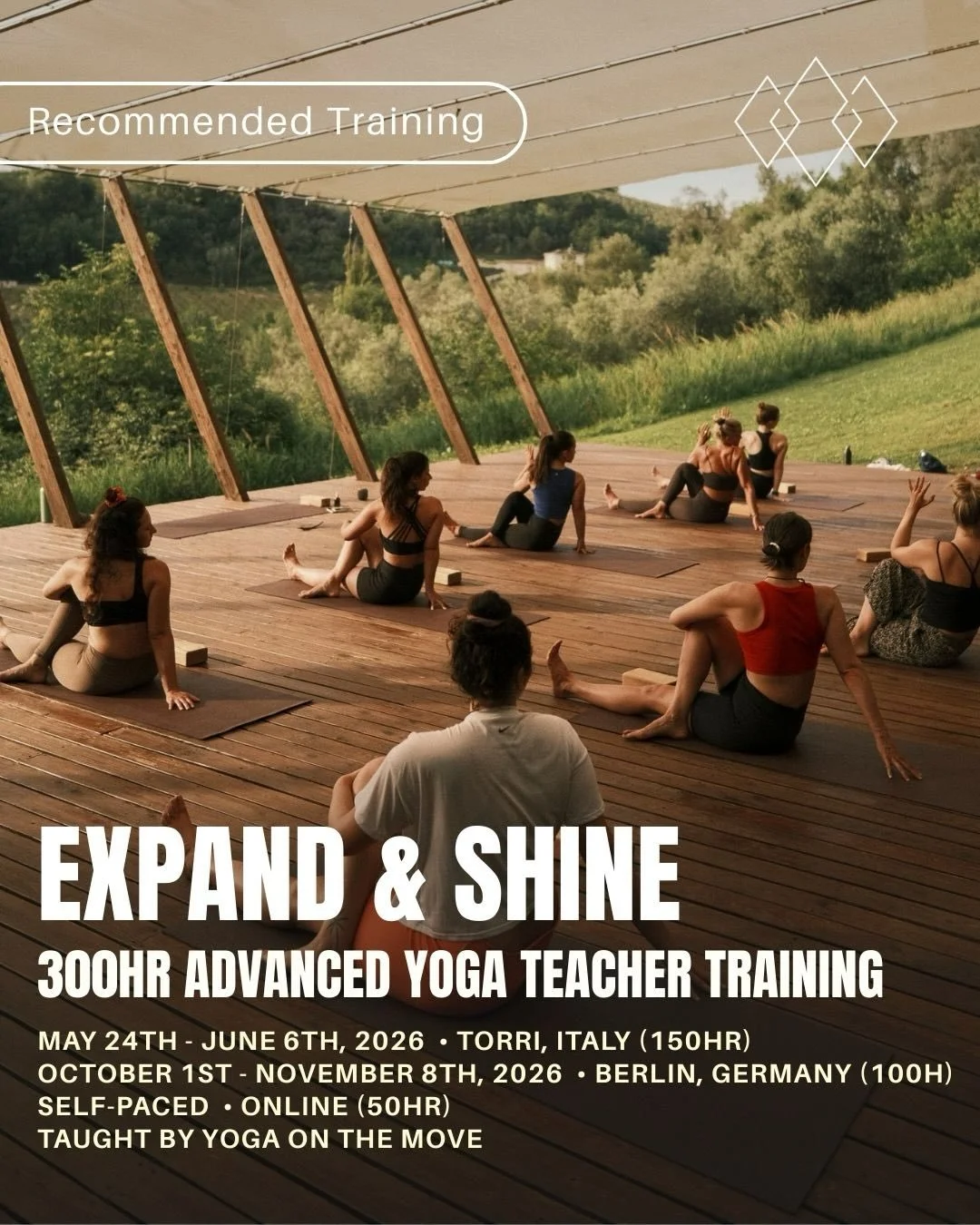 Expand &amp; Shine - 300hr Advanced Yoga Teacher Training 🌞

If you&rsquo;re looking for a YTT that invites you to go even deeper, combining a deep exploration of personal practice with advanced skill-building sessions, look no further. 

This in-de