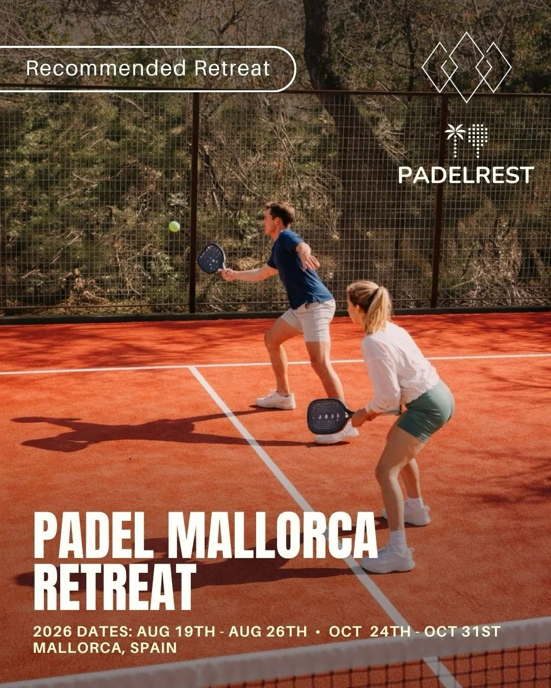 Introducing Padelrest Retreats 🏓🌞

This year, we&rsquo;ve made it our mission to expand the definition of what it means to retreat which is why we&rsquo;re beyond excited to announce our latest partnership with @padelrest - a community-driven brand