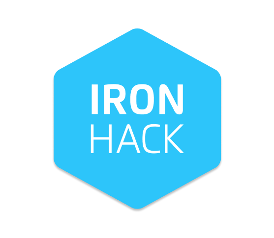 Blue hexagon logo with white text reading 'IRON HACK' in the center.