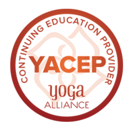 YACEP Yoga Alliance logo with the text 'Continuing Education Provider YACEP Yoga Alliance' and a stylized flower design in the background.