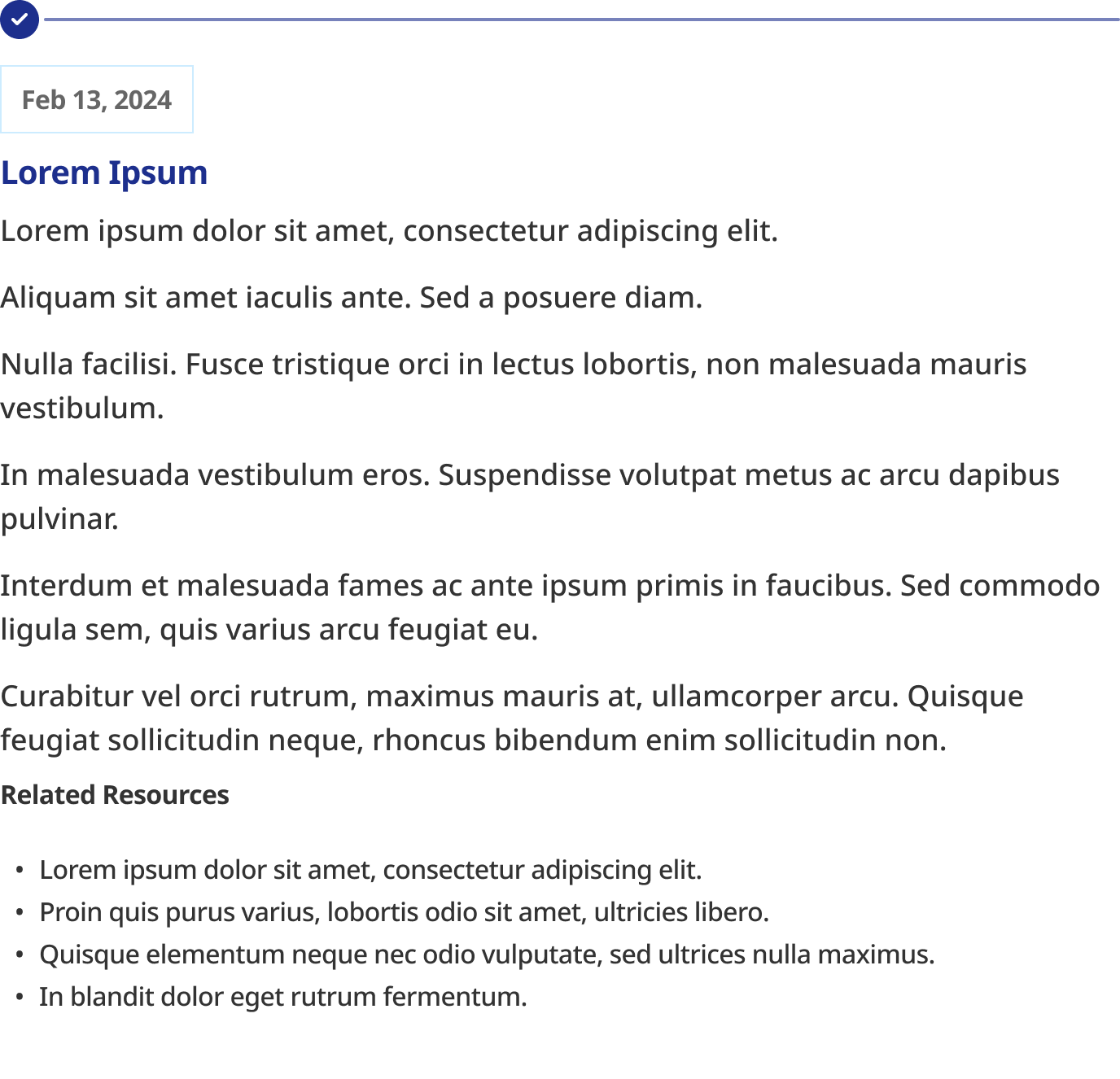 Timeline Component with Project States: Complete (Horiztonal)