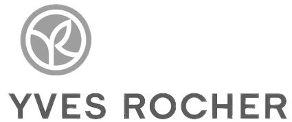 Yves Rocher-Logo in grau mit darunter liegendem Text.