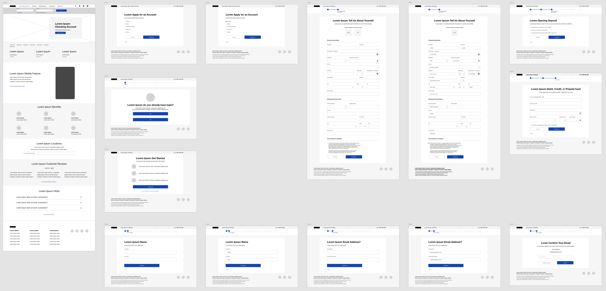 Low-fidelity wireframes