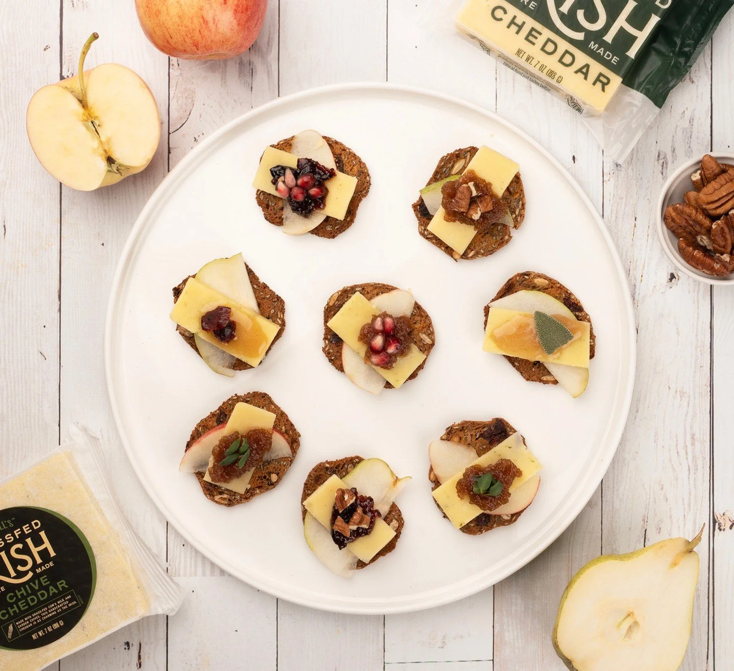 Turn simple cheese and crackers into a cozy fall appetizer. 🍎  Add McCall&rsquo;s Cheddar to crackers topped with apples, pears, dried fruit, apple butter, jam, honey, and nuts for an effortless mix of sweet and savory.